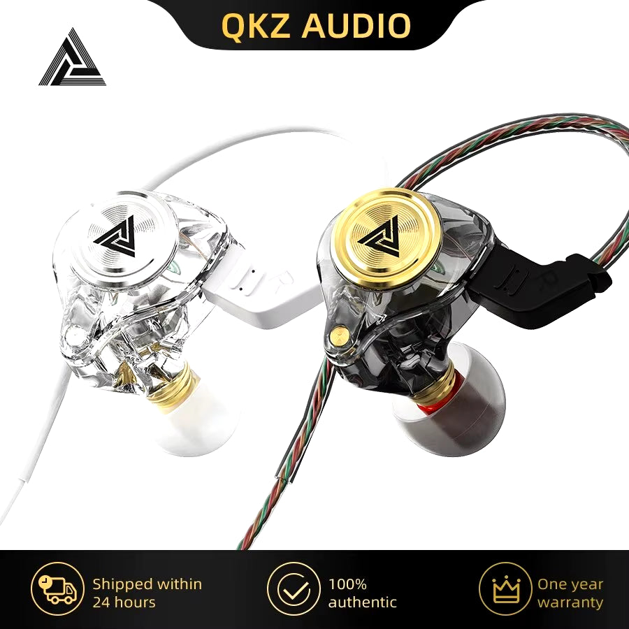 QKZ AK3 File Wired Earphone with Microphone Hifi Music Monitor Bass Headphones Noise Cancelling Headset for Sport Gaming Earbuds.