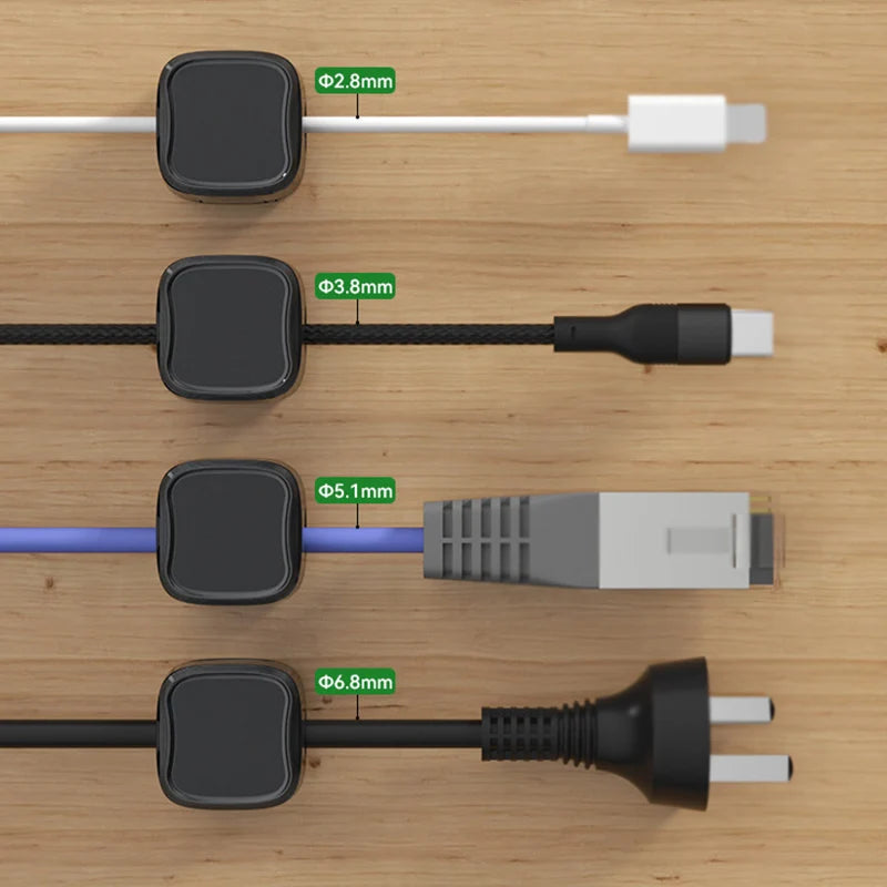 6PCS Magnetic Wire Organizer Desktop Cable Clip Protector Cord Magnet Cable Winder Row Plug Mouse USB Charging Line Holder Hook.