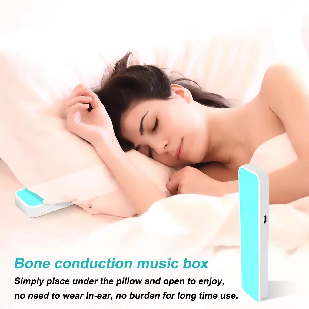 Bone Conduction Music Box Wireless Bluetooth-Compatible Speaker Stereo Bass under Pillow Improve Sleep Travel for Facebook-Blue.