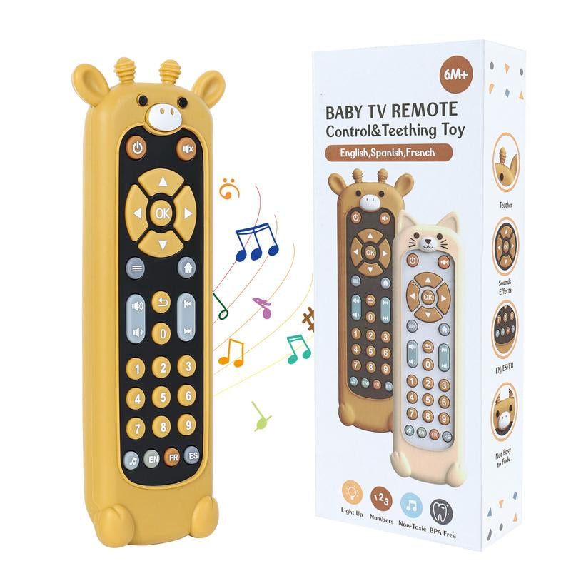 Orzbow Baby Remote Control Toy for 6 Months+ with Music, TV Remote Toy with Realistic Light and Sound - English, French and Spanish for Infant Play Remote Musical Toys, BPA Free, Black