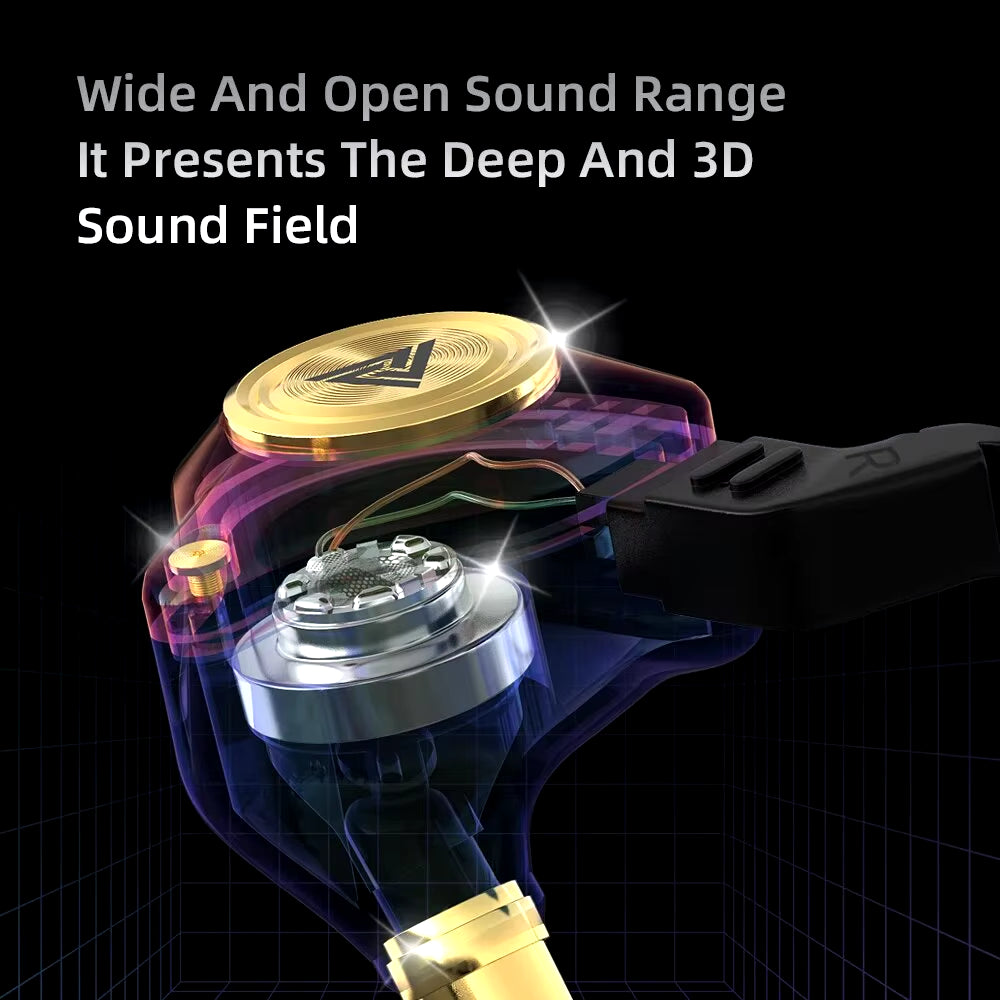 QKZ AK3 File Wired Earphone with Microphone Hifi Music Monitor Bass Headphones Noise Cancelling Headset for Sport Gaming Earbuds.