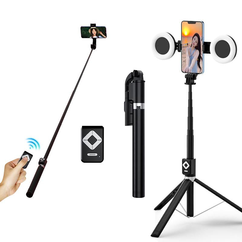 New 6 in 1 Selfie Stick with Fill Light, 67" Phone Tripod & Wireless Remote Page Turner,Bluetooth Camera Video Recording Remote,Music Control, for Iphone ,Ipad ,Ios,Android