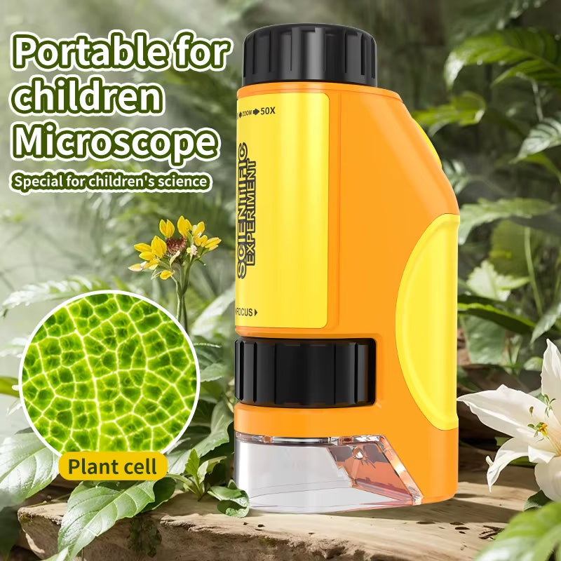 Portable Microscope Zoom 50X-300X,Handheld Mini Microscope Science Toys,Led Pocket Microscope,Little Scientist Microscope.