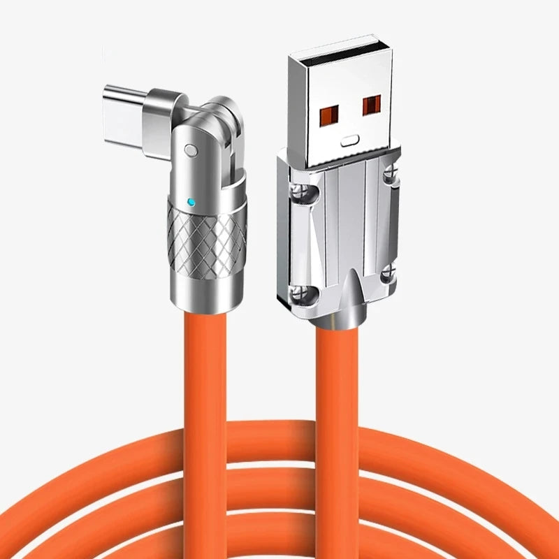 120W USB Type C Cable 180° Rotating 6A Cable Fast Charging Data Cable for Huawei Samsung Xiaomi Ipad Data Line PD USB to Type C
