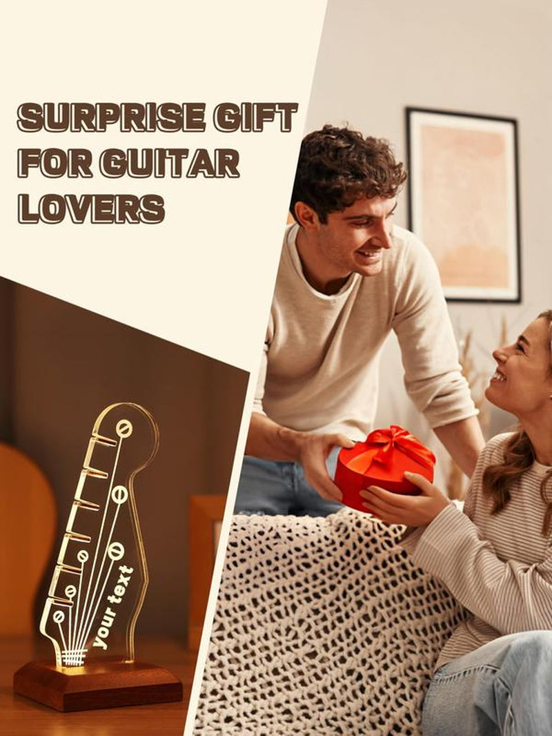 Pookie-Luminous Guitar Pick Stand Acrylic Electric Guitar Headstock Shaped Pick Stand with Wooden Base for Pick Storage and Display Is a Guitar Accessory Gift for Guitarists and Guitarists Acrylic Night Light,Christmas Gift New Year Gift