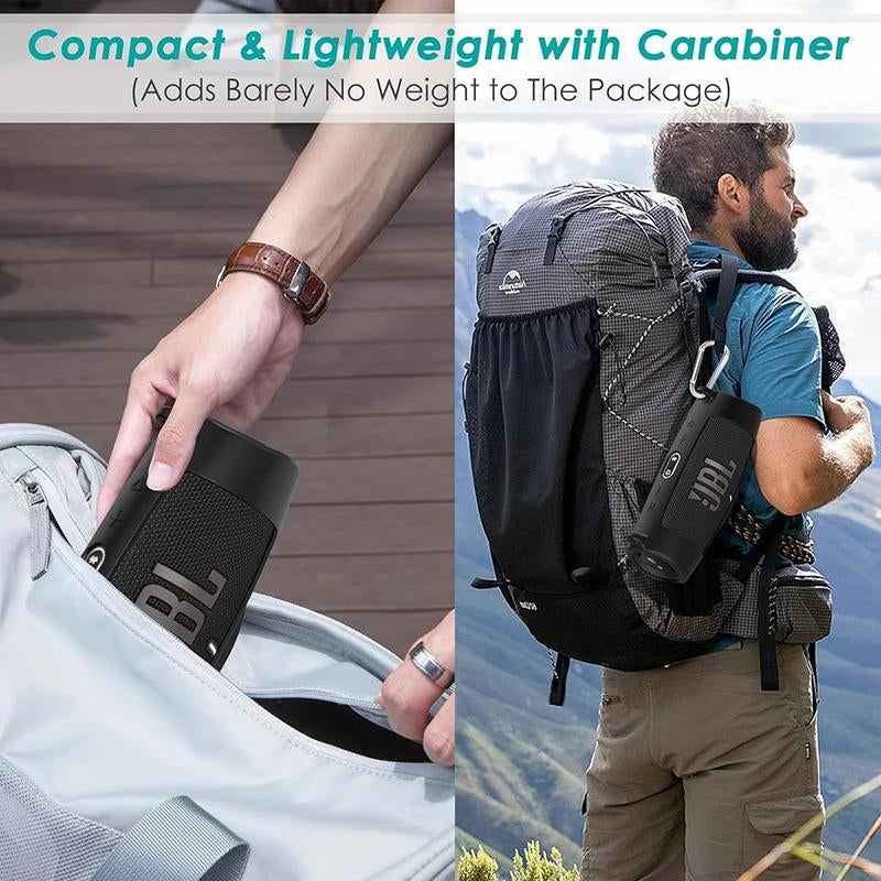 For JBL Charge 5 Wireless Bluetooth Speaker Case Soft Silicone Cover Skin with Strap Carabiner Speaker Bag