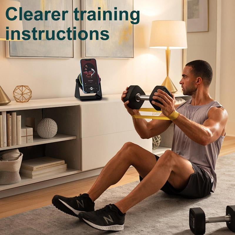 Lentorgi 4-In-1 Wireless Induction Bluetooth Audio Speaker, Phone Stand Ambient Light, Charger ,Surround Sound 360° Rotation Rechargeable Hands-Free Calls for Bedroom, Office, Kitchen, Camping, Yoga, Cooking Gifts for Men, Women, Elderly