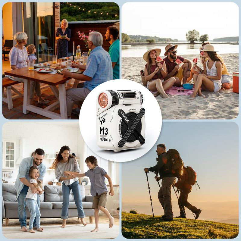 CY Audio Mini Portable Bluetooth Speaker M3 - Studio 3D Sound Bass Boom Wireless Lasting PARTY POWER Surround Sound Dual-Pairing Waterproof Racing Style Perfect Gift Suitable for Office Sports Outdoors Travel White Compact Stereo