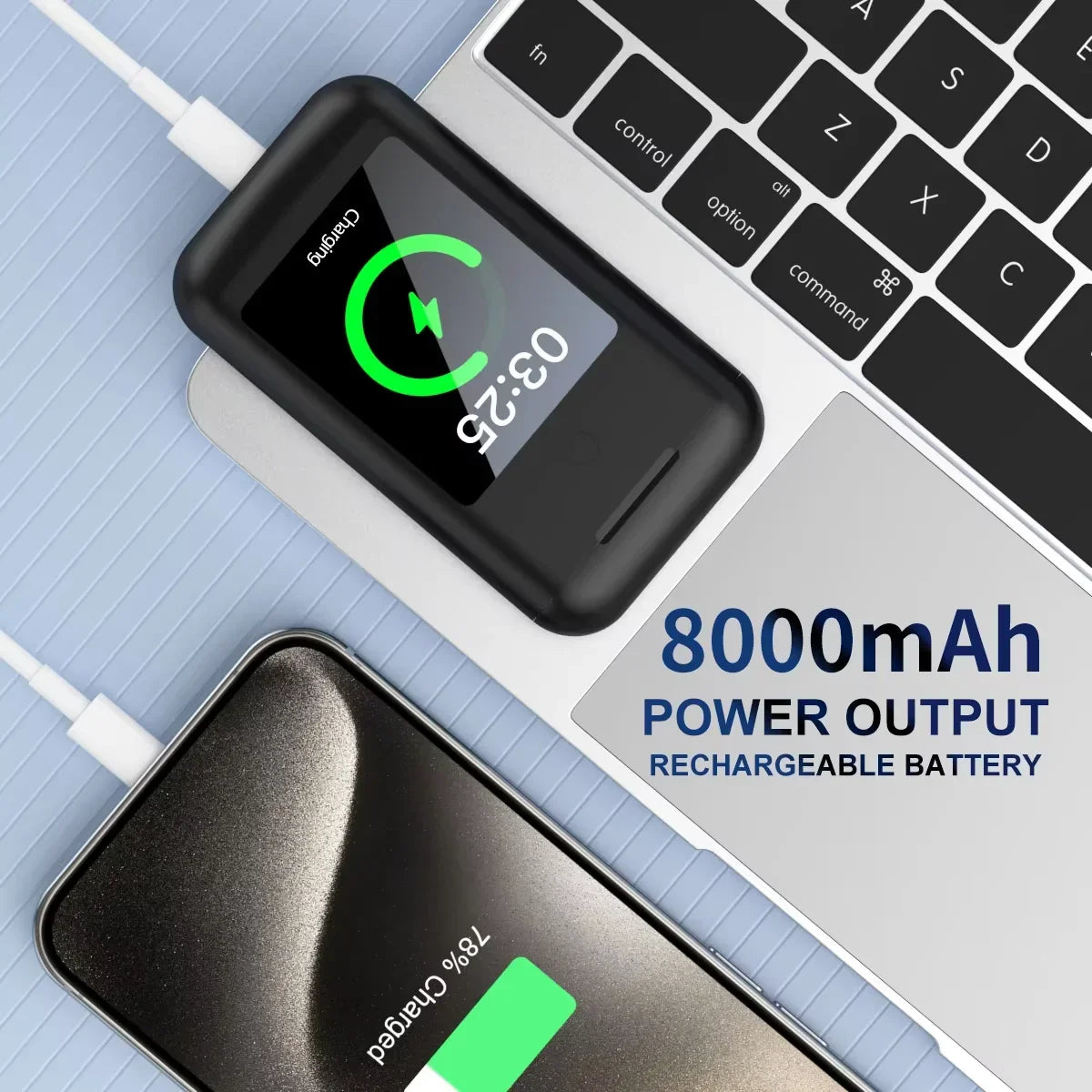 Multiple Function in Ear Bluetooth Wireless Earphone Charging Case with 2.8" Touch Screen Power Bank Headphone Music Game.