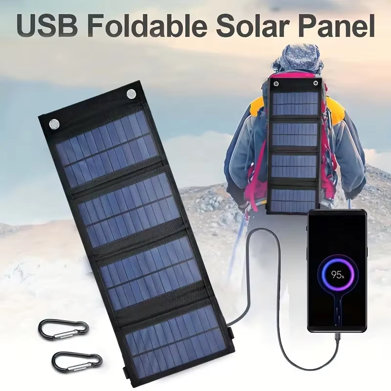 Portable USB Foldable Solar Panel, Folding Solar Panels for Travel, Mobile Phone Charging Bank, Flashlight, Fan, Mobile Phone Ba