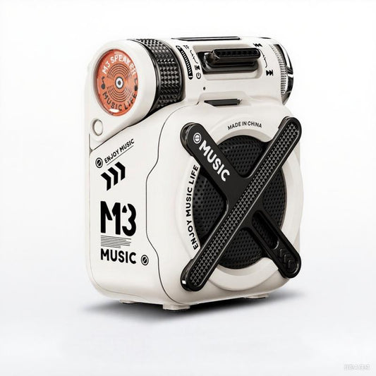 CY Audio Mini Portable Bluetooth Speaker M3 - Studio 3D Sound Bass Boom Wireless Lasting PARTY POWER Surround Sound Dual-Pairing Waterproof Racing Style Perfect Gift Suitable for Office Sports Outdoors Travel White Compact Stereo