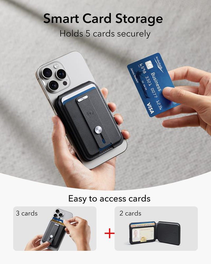 ESR Geo for Magsafe Wallet with Full Find My Functionality,3/5 Card-Holder, RFID Blocking, Magnetic Wallet for Iphone 17/16/15/14/13/12 Series,With Adjustable Stand