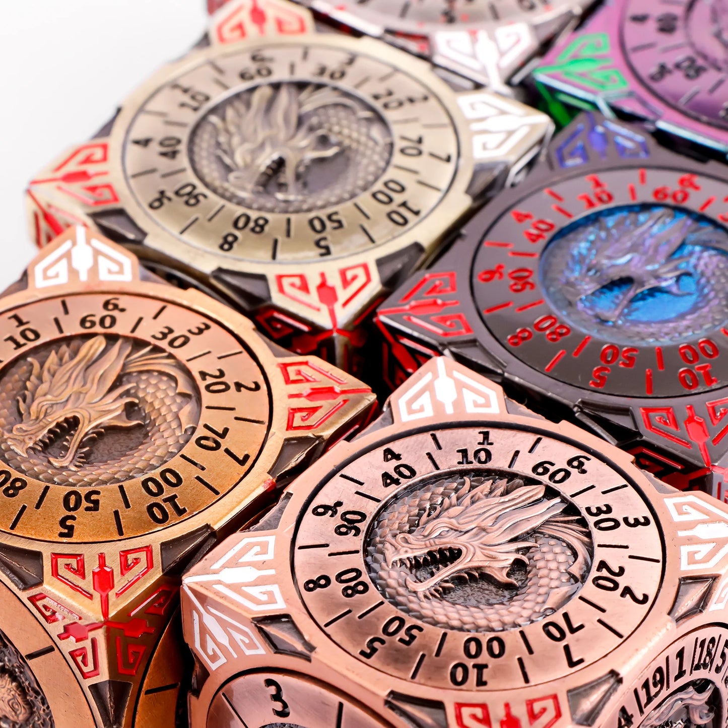 Six-Sided Gyro Dice，Dnd Metal Dice,Six Metal Dice ，Fantasy Gyro Dice，Dragon Polyhedral Dice.