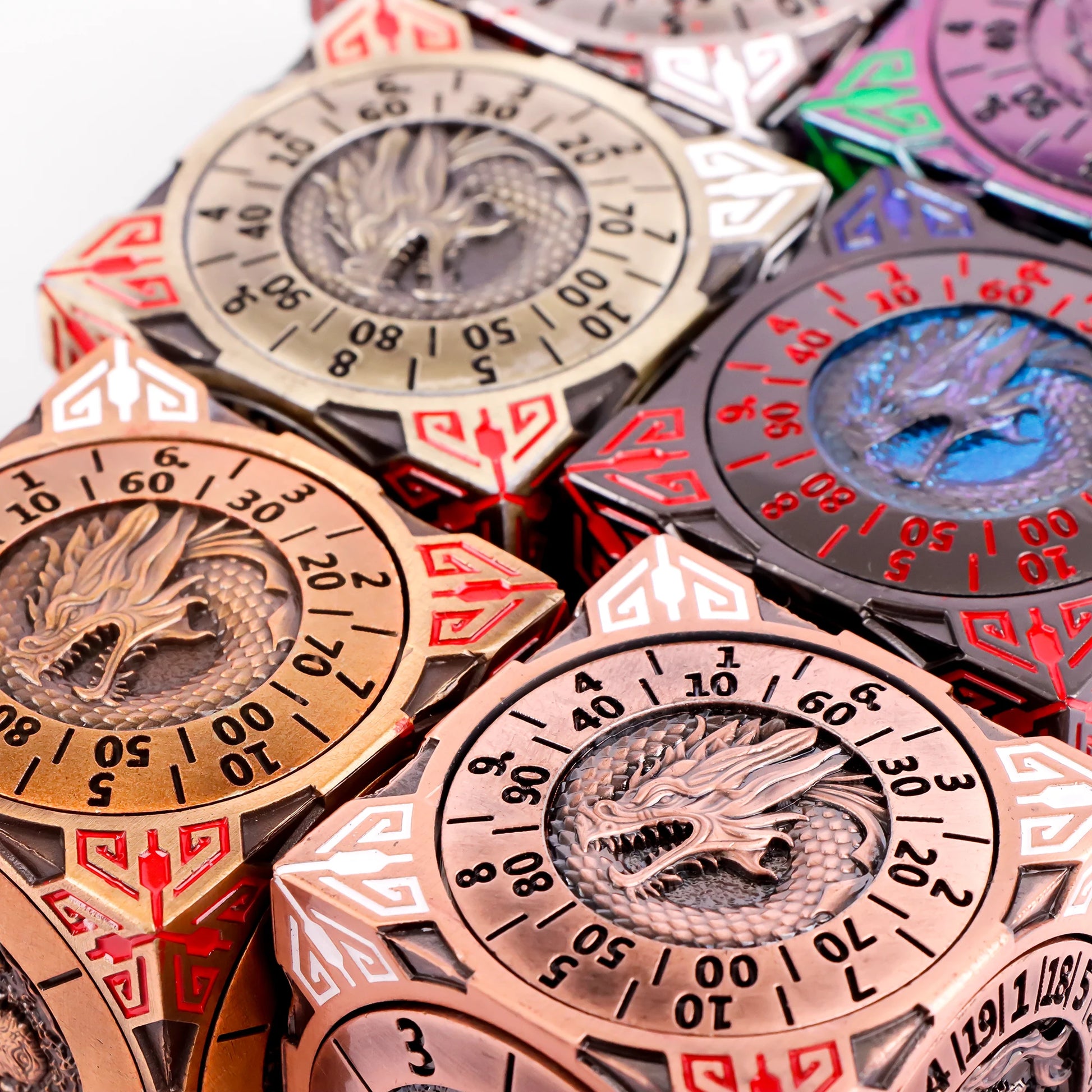 Six-Sided Gyro Dice，Dnd Metal Dice,Six Metal Dice ，Fantasy Gyro Dice，Dragon Polyhedral Dice.