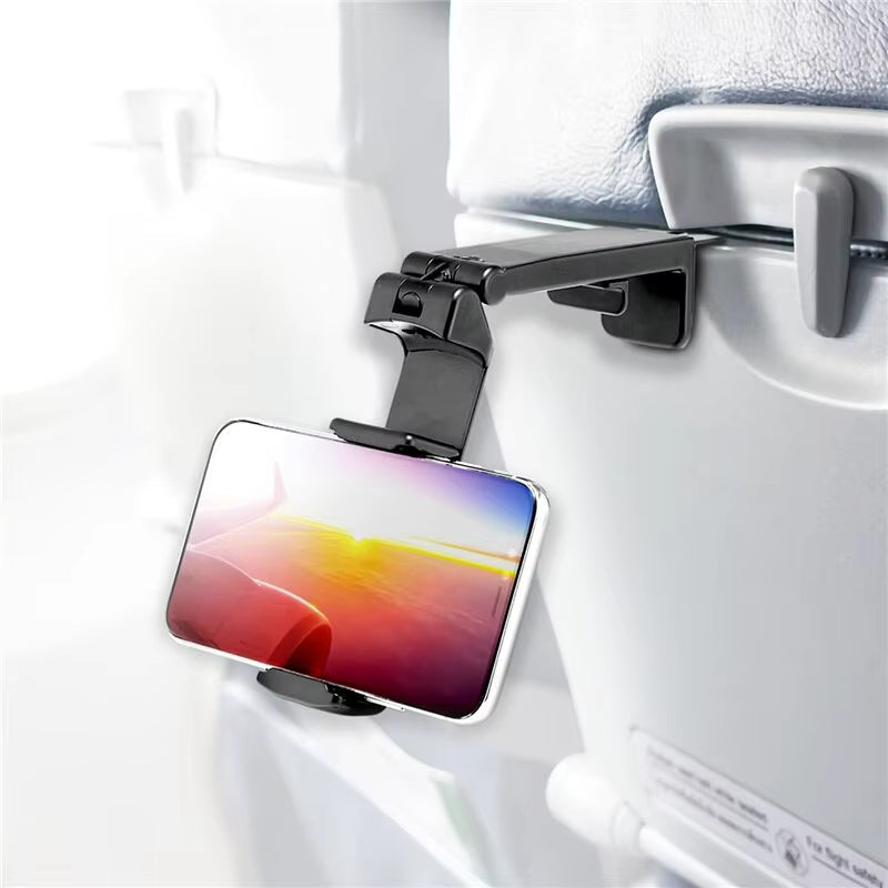 Airplane Phone Holder Stand Cell Mobile Portable Travel Mount Desk Flight Foldable Rotatable Selfie Holding Train Seat Support.