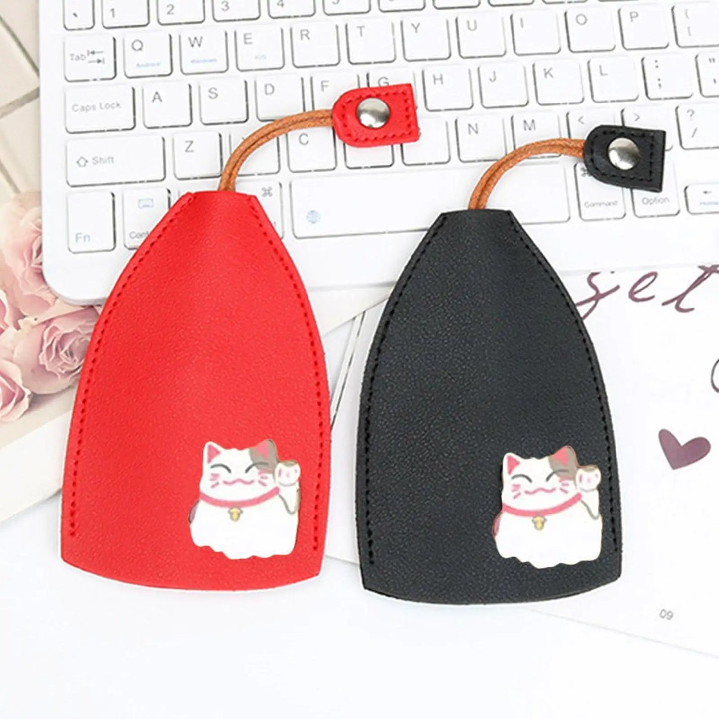 Cute Pull Out Key Case Cartoon Animals Rabbit Cat PU Leather Key Wallets Housekeepers Car Key Holder Case Leather Bag for Keys.