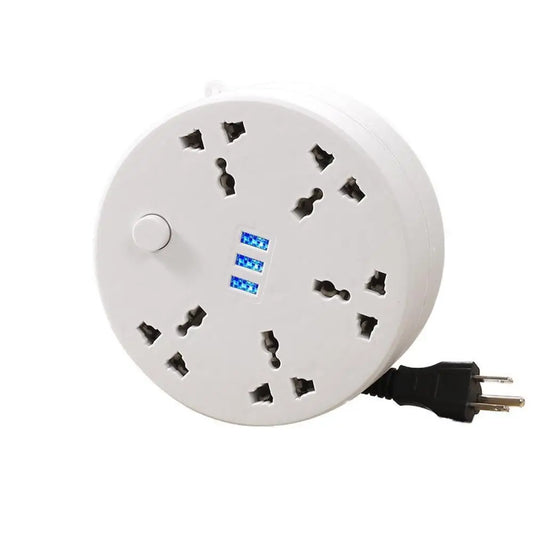 Circular Power Extension Board Power Strip with Usb Cable Plug 2M Retractable Power Cord Home High Quality UK EU US Socket